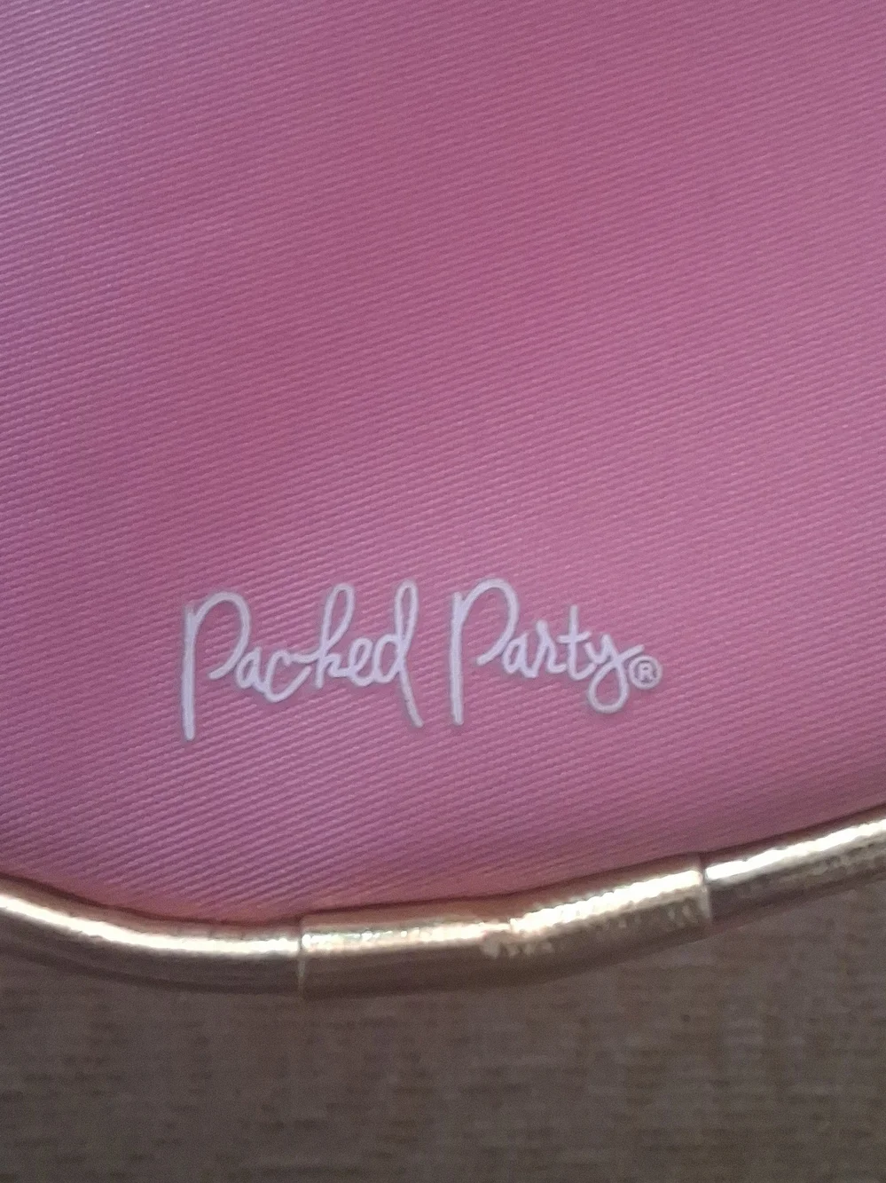 Packed Party Pink Cosmetic Pouch with Gold Trim